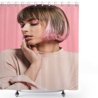 Personality  Trendy Woman With Party Makeup Shower Curtains