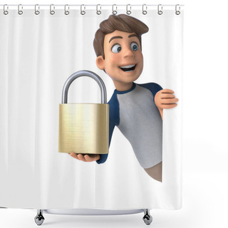 Personality  Fun 3D Cartoon  Character With Lock Shower Curtains