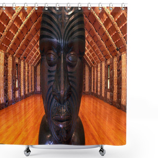 Personality  Interior Of A Marae (Maori Metting House) Shower Curtains