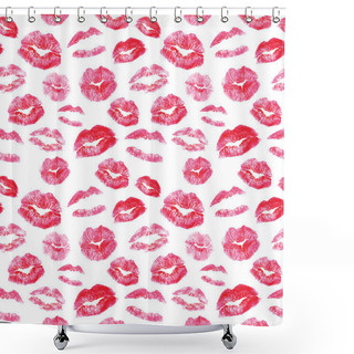 Personality  Seamless Pattern - Red Lips Kisses Prints Background Shower Curtains