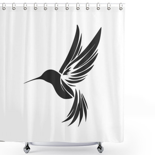 Personality  Elegant Black And White Hummingbird Logo. Perfect For Any Company Looking For A Stylish And Professional Look. Shower Curtains