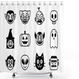 Personality  Vector Cartoon Set Of Halloween Monsters Isolated Shower Curtains