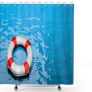 Personality  Lifebuoy In The Sea With Copyspace 3D Illustration Shower Curtains