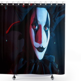 Personality  Beautiful Jester Woman's Face, Close-up. Shower Curtains