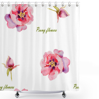 Personality  Pink, Violet Peony Watercolor, Bud Shower Curtains