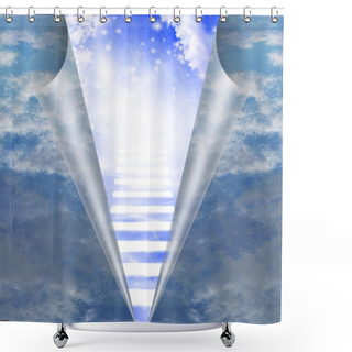 Personality  Stairway In Sky Is Revealed Shower Curtains