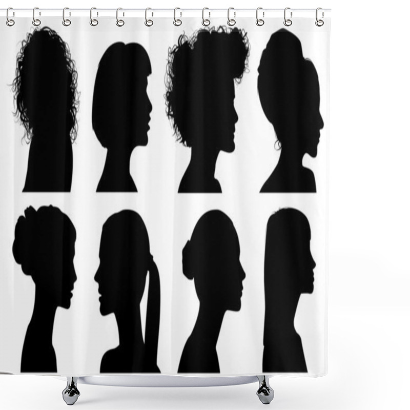 Personality  Face Woman Profile Vector Silhouette Shower Curtains