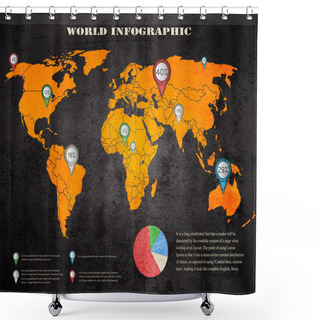 Personality  Set Of Infographic Elements. World Map And Information Graphics Shower Curtains