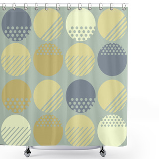 Personality  Geometric Abstract Seamless Pattern With Circles And Stripes Shower Curtains