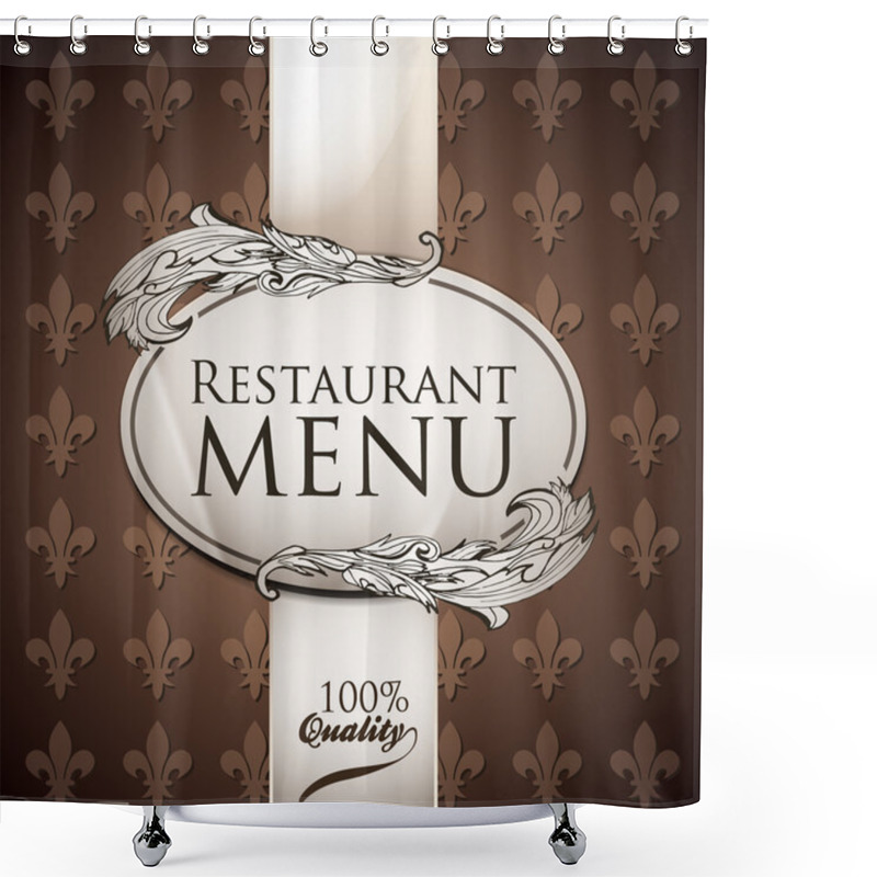 Personality  Vector template for restaurant menu. Brown and white colors shower curtains