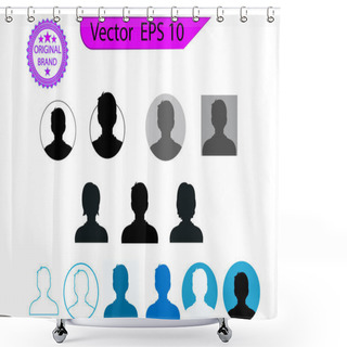 Personality  Vector Avatar, Profile Icon, Head Silhouette. Avatar Profile Picture Icon Set. Profile Icon, Head Silhouette. Man Avatar Icon Set. Transparent Background Shower Curtains