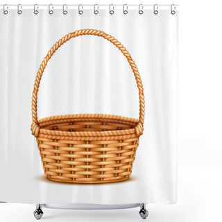 Personality  Wicker Basket Realistic Isolated  Shower Curtains
