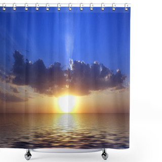 Personality  Sunset And Sun Behind The Cloud Shower Curtains