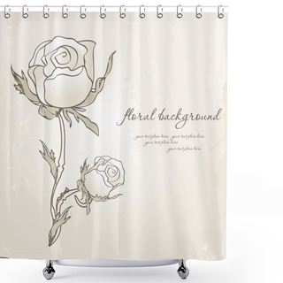 Personality  Vector Card With Hand Drawn Rose Shower Curtains