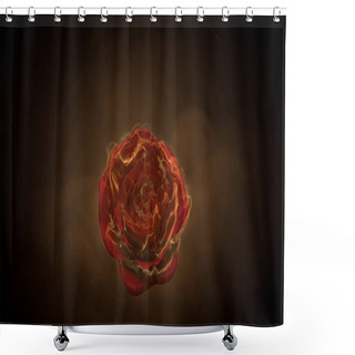 Personality  Flaming Rose Flower On Black Background. Love Feeling Concept. 3d Rendering Shower Curtains