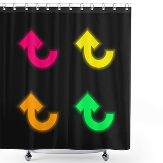 Personality  Arrow Up Curve Four Color Glowing Neon Vector Icon Shower Curtains