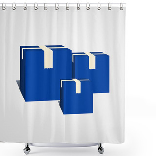 Personality  Open And Closed Blue Boxes. Vector Shower Curtains