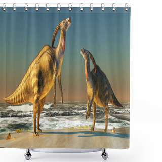 Personality  Parasaurolophus Beach Shower Curtains