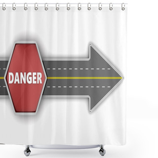 Personality  Road Arrow And Danger Sign Shower Curtains