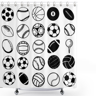 Personality  Set Ball Sports Vector Illustration Shower Curtains
