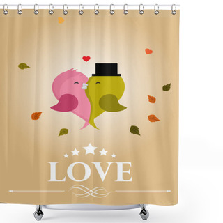 Personality  Happy Valentines Day Celebration With Birds. Shower Curtains