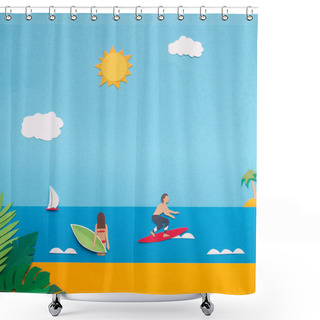 Personality  Close Up Of Summer Vacation Near The Ocean With Surf Shower Curtains