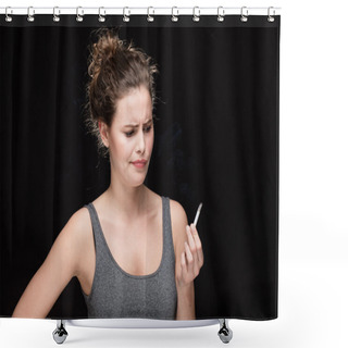 Personality  Woman Smoking Concept On Black Shower Curtains