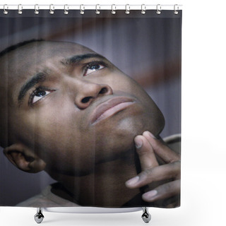 Personality  Young Man Looking Up Shower Curtains