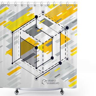 Personality  Template 3D Yellow Design Layout For Brochure , Flyer , Poster,  Shower Curtains