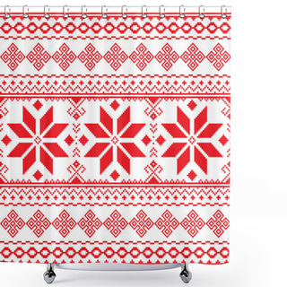 Personality  Traditional Folk Red Embroidery Pattern From Ukraine Or Belarus - Vyshyvanka Shower Curtains