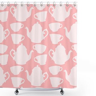 Personality  Seamless Pattern With Decorative Cups And Teapots Shower Curtains