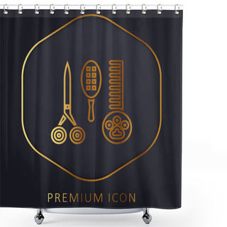Personality  Beauty Saloon Golden Line Premium Logo Or Icon Shower Curtains