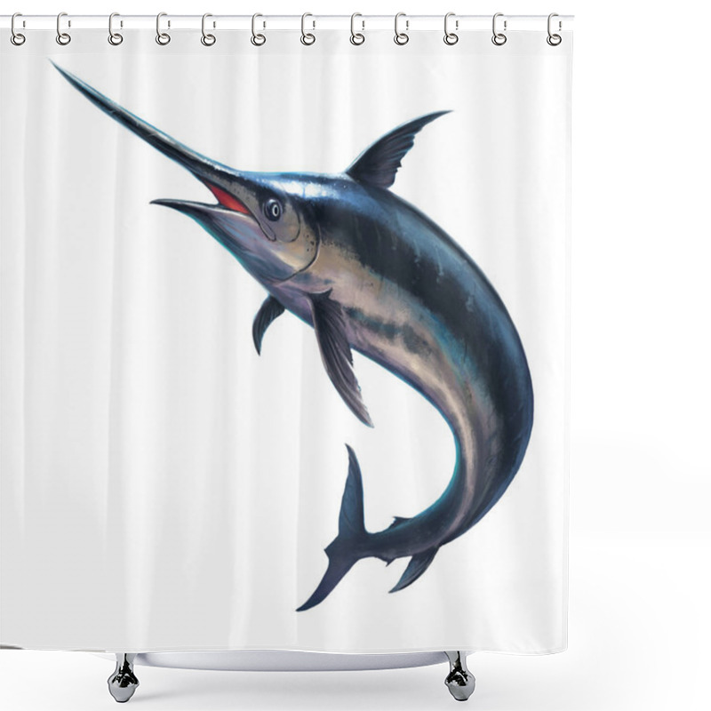 Personality  Fish sword on a white background shower curtains