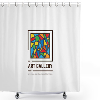 Personality  Art Gallery Logo. Color Paintings Emblem With Triangles And Lines. Abstract Picture. Studio Logotype. Museum Or Art Gallery Icon Line Style Vector. Shower Curtains