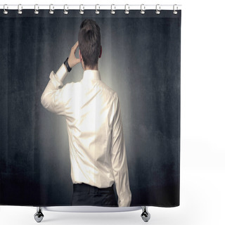 Personality  Businessman Standing And Thinking Shower Curtains