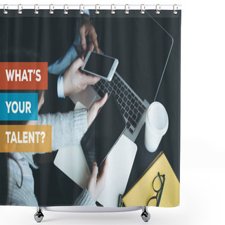 Personality   Businesspeople Working At Desk  Shower Curtains