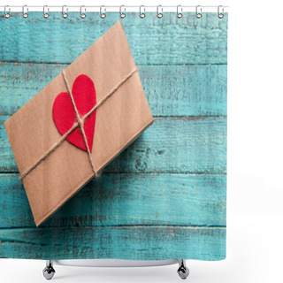 Personality  Gift Box With Red Heart  Shower Curtains