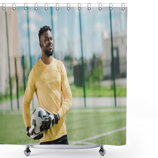 Personality  African American Goalkeeper With Ball Shower Curtains
