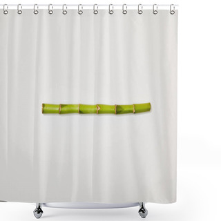 Personality  Top View Of Green Bamboo Stem On White Background Shower Curtains