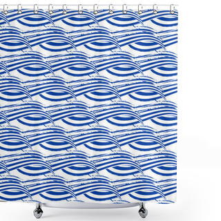 Personality  Seamless Pattern With Hand Drawn Waves Shower Curtains