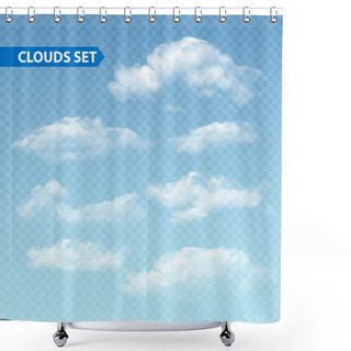 Personality  Set Of Transparent Different Clouds. Vector. Shower Curtains