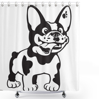 Personality  Cartoon French Bulldog Black White Shower Curtains