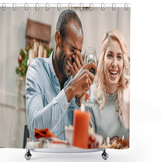 Personality  Couple Laughing Shower Curtains
