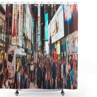 Personality  TIMES SQUARE, NEW YORK, USA - OCTOBER 8, 2018: Panoramic View Of Crowded Times Square In New York At Night, Usa Shower Curtains