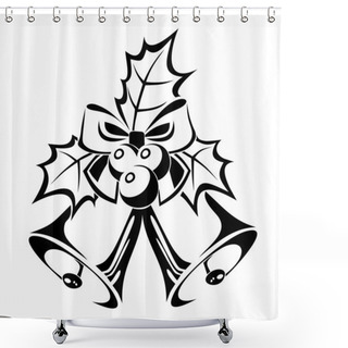 Personality  Black Silhouette Of Christmas Bells. Vector Illustration. Shower Curtains