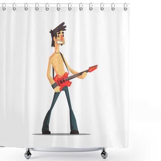 Personality  Bass Guitarist Rock Band Member Funny Character Shower Curtains