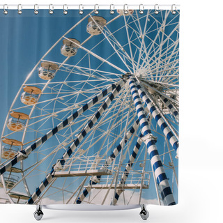 Personality  Low Angle View Of Ferris Wheel Against Blue Sky  Shower Curtains