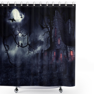 Personality  Haunted House Shower Curtains