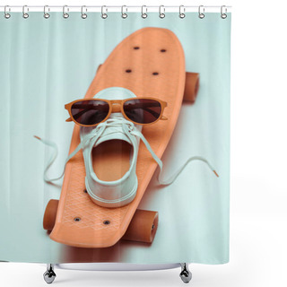Personality  Hipster Skateboard, Sneaker And Sunglasses Shower Curtains