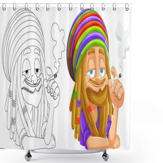 Personality  Colorful Vector Of A Happy Rastafarian With A Joint. Shower Curtains